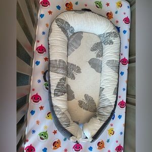 Mamibaby Baby Lounger Portable Adjustable Infant Floor Seat Gray Leaves